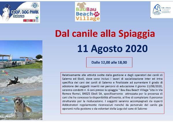 Il Dog Park, gestore del canile municipale di Salerno ed Eboli, ha organizzato una giornata speciale per alcuni ospiti del canile di Salerno in collaborazione con la Lega del cane di Salerno. Martedì 11 agosto saremo presenti presso il Bau Bau Beach dalle ore 12 alle 18 con 6 cagnolini inseriti in un percorso di socializzazione. Saranno presenti addestratori cinofili, operatori del canile e volontari della nostra associazione.